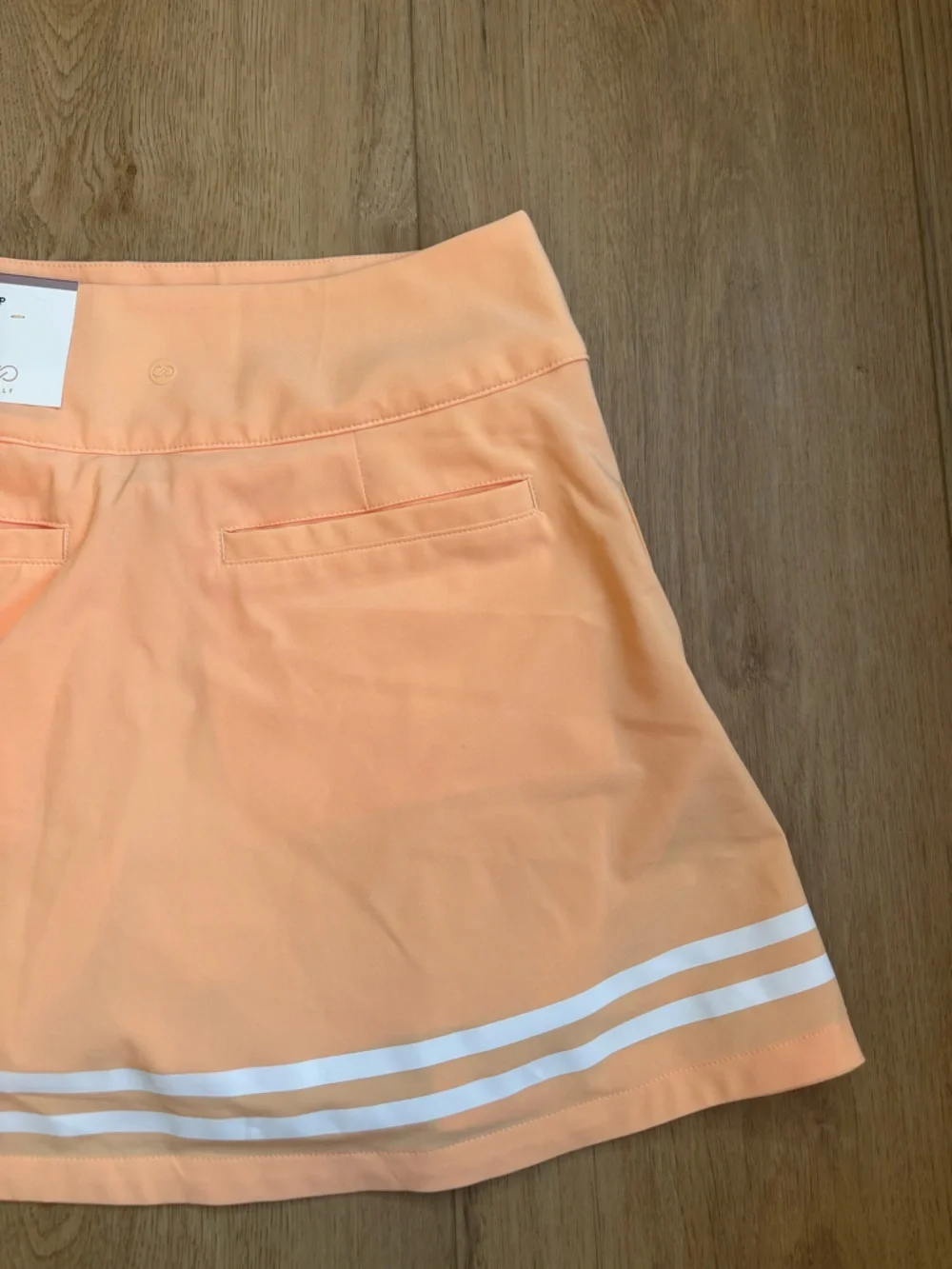 Calia Peach Tennis Side Zip Skort with White Stripes High Waisted Size 4